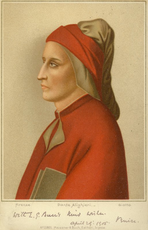 Dante Alighieri (c1265-1321), italiensk digter (chromolitho) af Giotto di Bondone
