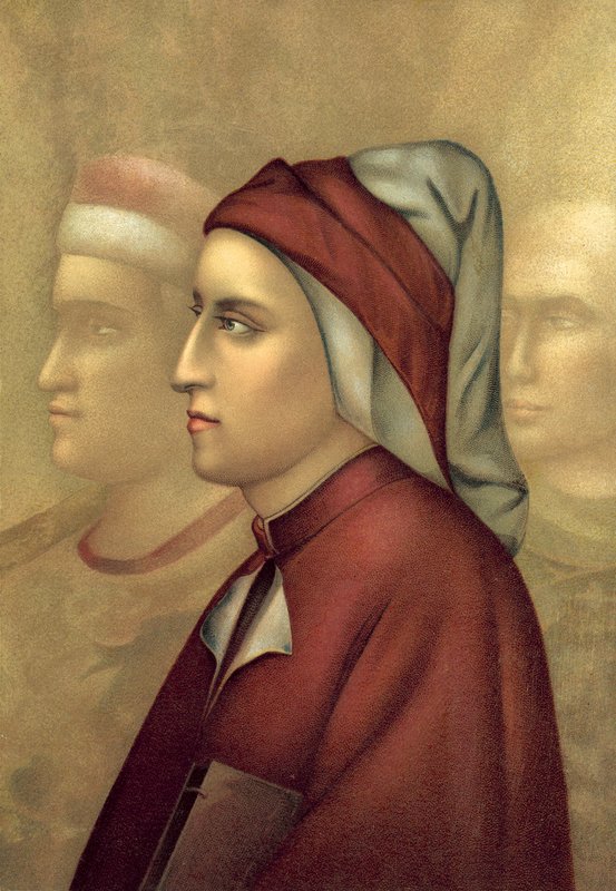 Dante Alighieri (chromolitho) af Giotto di Bondone after Giotto di Bondone after