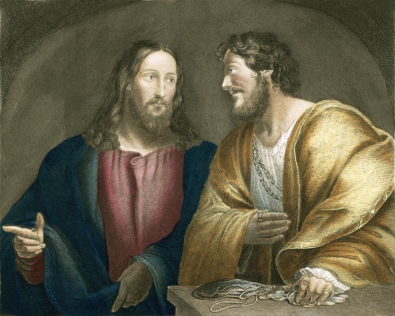 Jesus rekrutterer Matthæus som discipel af Giovanni Antonio Pordenone