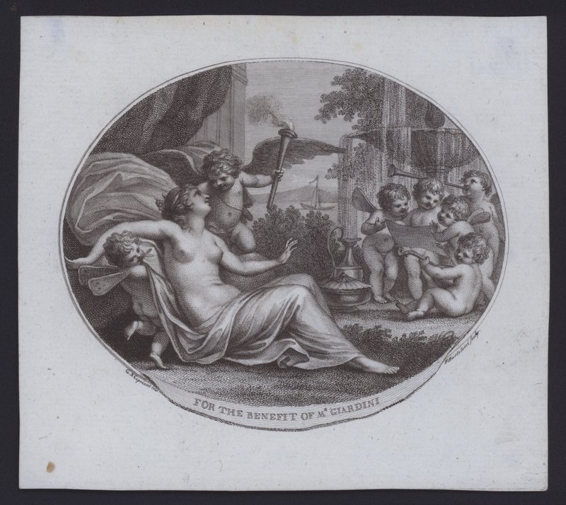 Fordelsbillet til den italienske violinist, komponist og operaimpresario Felice de Giardini af Giovanni Battista (after) Cipriani