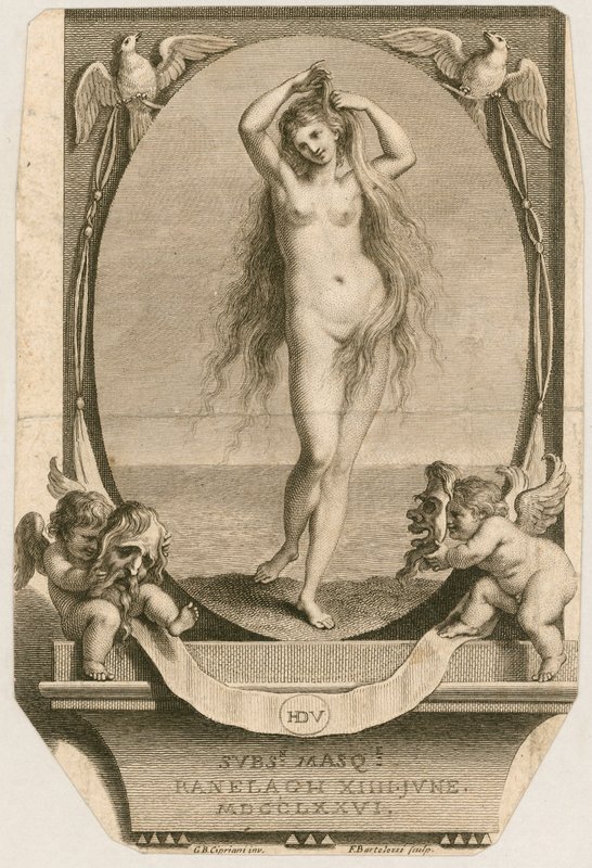 Adgangsbillet til et maskeradebal i Ranelagh, London, 14. juni 1776 af Giovanni Battista Cipriani