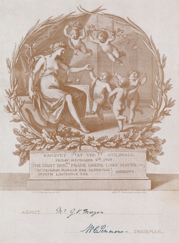 Invitation til en banket i Guildhall, London, den 9. november 1900 af Giovanni Battista Cipriani