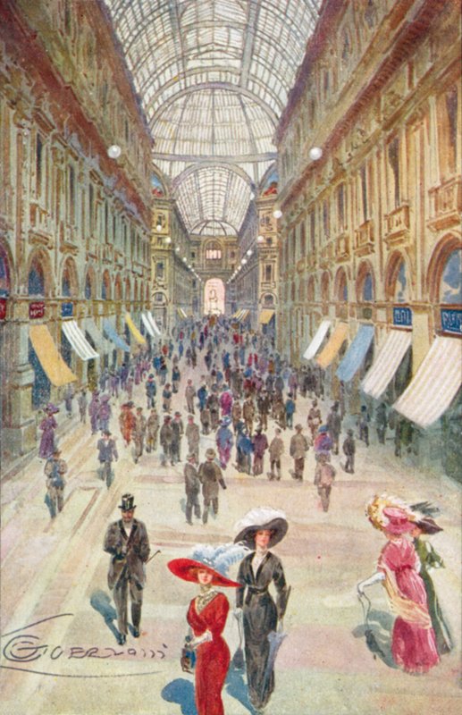 Milano / Milano: Galleria Vittorio Emanuele II (farvelitografi) af Giovanni Guerzoni