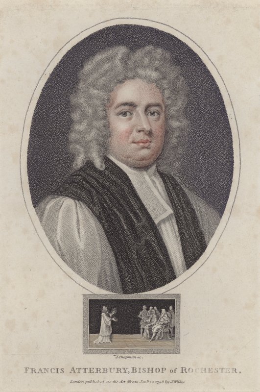 Francis Atterbury, biskop af Rochester (farvet gravering) af Godfrey (after) Kneller