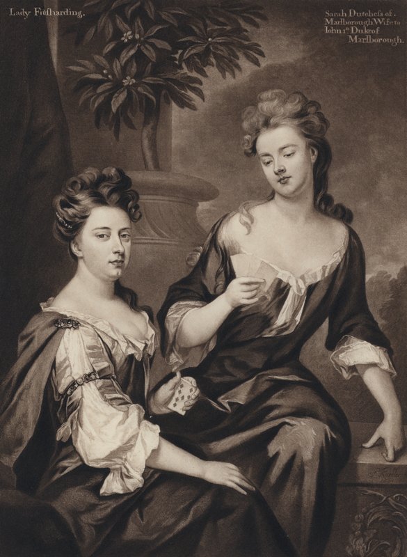 Sarah, hertuginde af Marlborough og Lady Fitzhardinge (litho) af Godfrey (after) Kneller