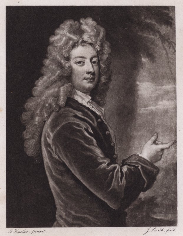 William Congreve, engelsk dramatiker (gravering) af Godfrey (after) Kneller