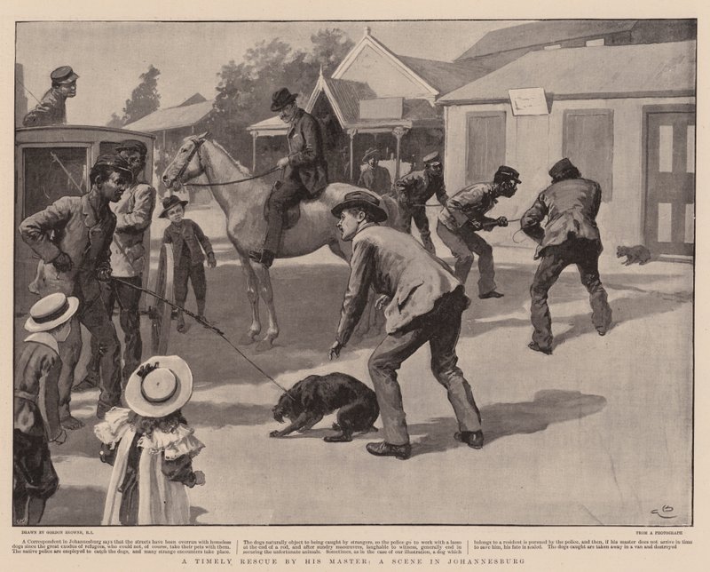 En redning i rette tid af sin mester, en scene i Johannesburg af Gordon Frederick Browne