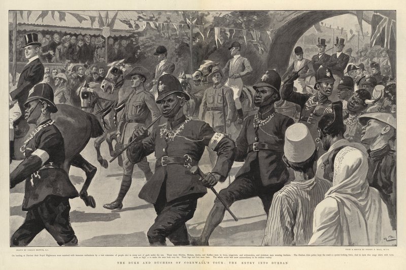 Hertugen og hertuginden af Cornwalls tur, indrejsen til Durban af Gordon Frederick Browne