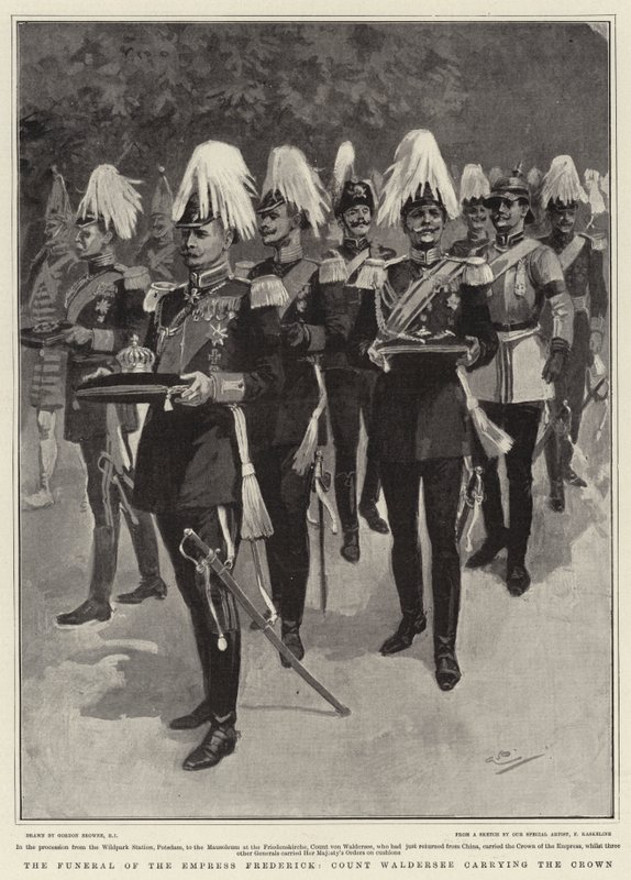 Begravelsen af kejserinde Frederick, grev Waldersee, der bærer kronen af Gordon Frederick Browne