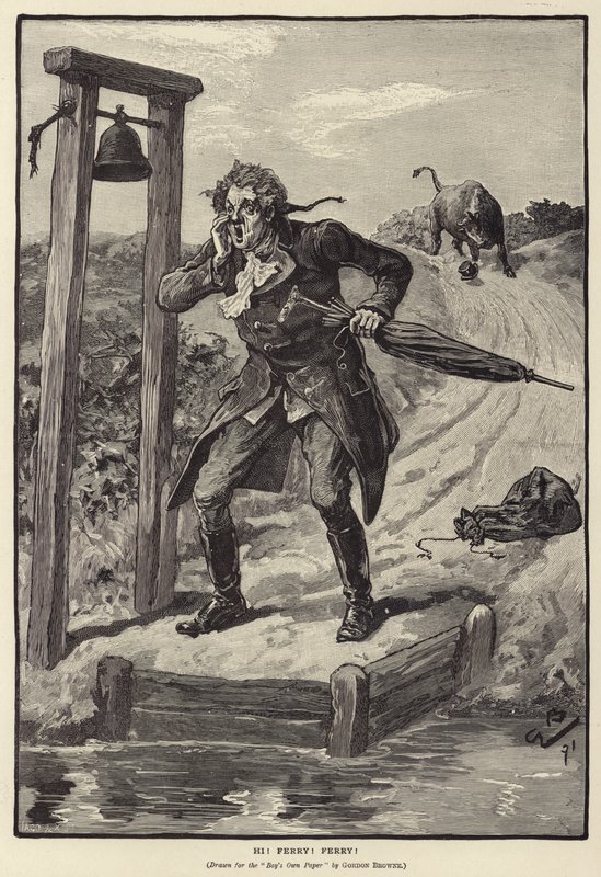 Hej! Færge! Færge! (gravering) af Gordon Frederick (after) Browne