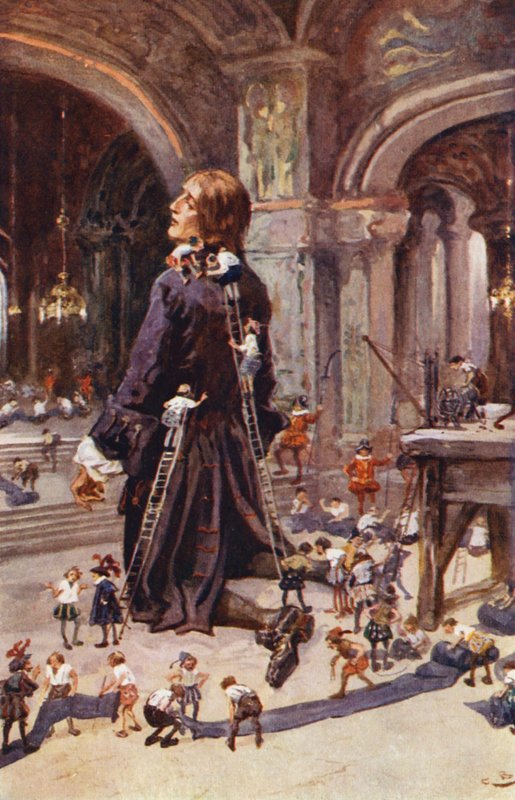 Illustration til Gullivers rejser af Jonathan Swift (farvelitografi) af Gordon Frederick (after) Browne
