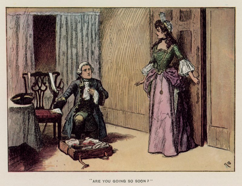 Illustration til Henry Esmonds historie af Thackeray (farve litho) af Gordon Frederick (after) Browne