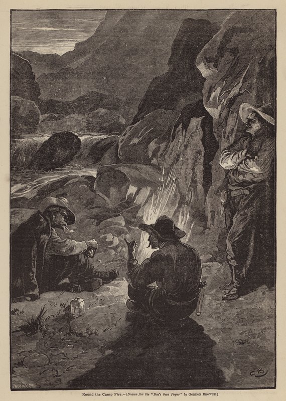 Rundt om lejrbålet (litografi) af Gordon Frederick (after) Browne