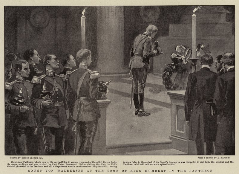 Grev von Waldersee ved kong Humberts grav i Pantheon af Gordon Frederick Browne