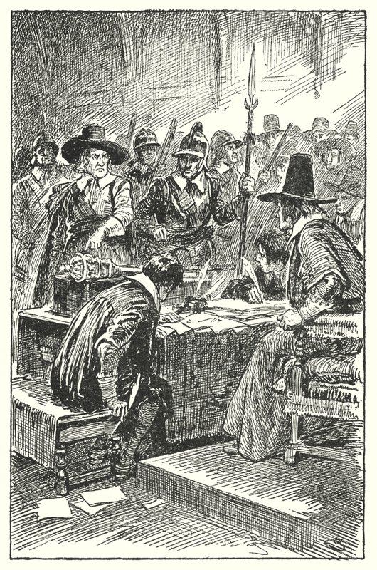 Cromwell udviser det lange parlament (litho) af Gordon Frederick Browne
