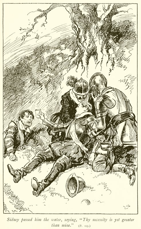 Sir Philip Sidneys død af Gordon Frederick Browne