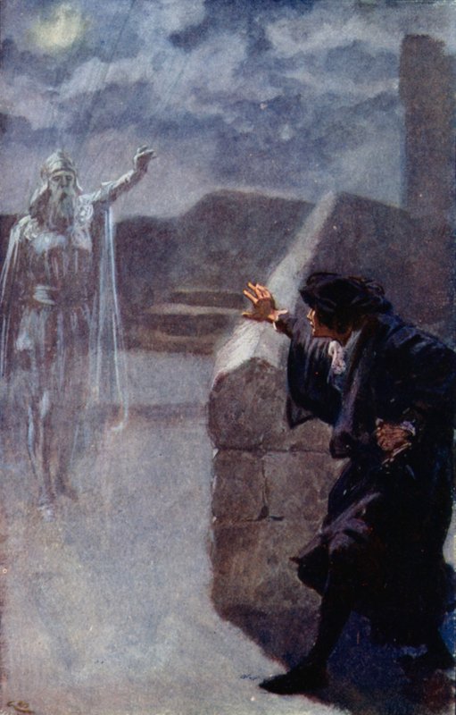 Hamlet ser sin fars spøgelse af Gordon Frederick Browne