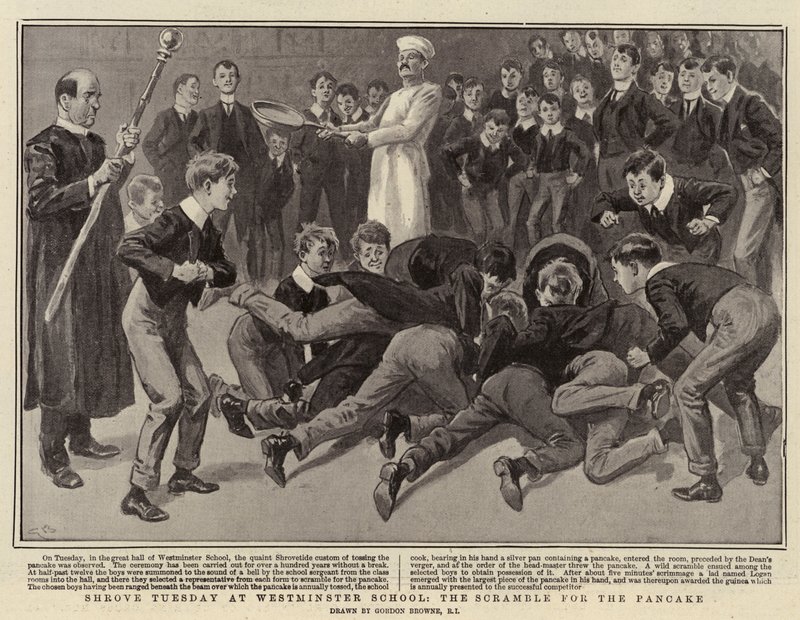 Fastelavn på Westminster School, Scramble for the Pancake af Gordon Frederick Browne