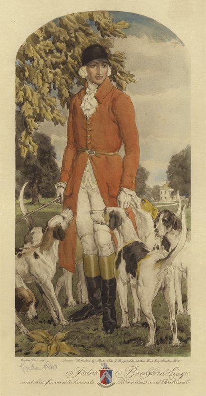 Peter Beckford Esq og hans yndlingshunde Shameless and Brilliant (farve litho) af Gordon Ross