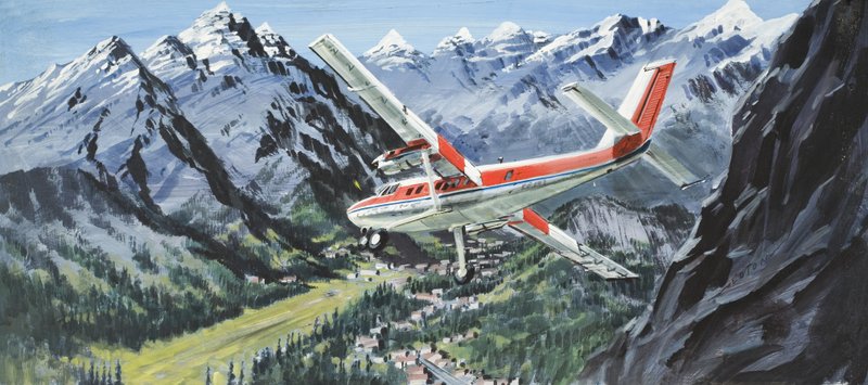 De Havilland Twin Otter (gouache på papir) af Graham Coton