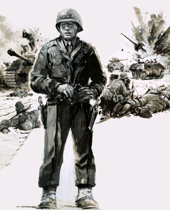 General George C. Patton (gouache på papir) af Graham Coton