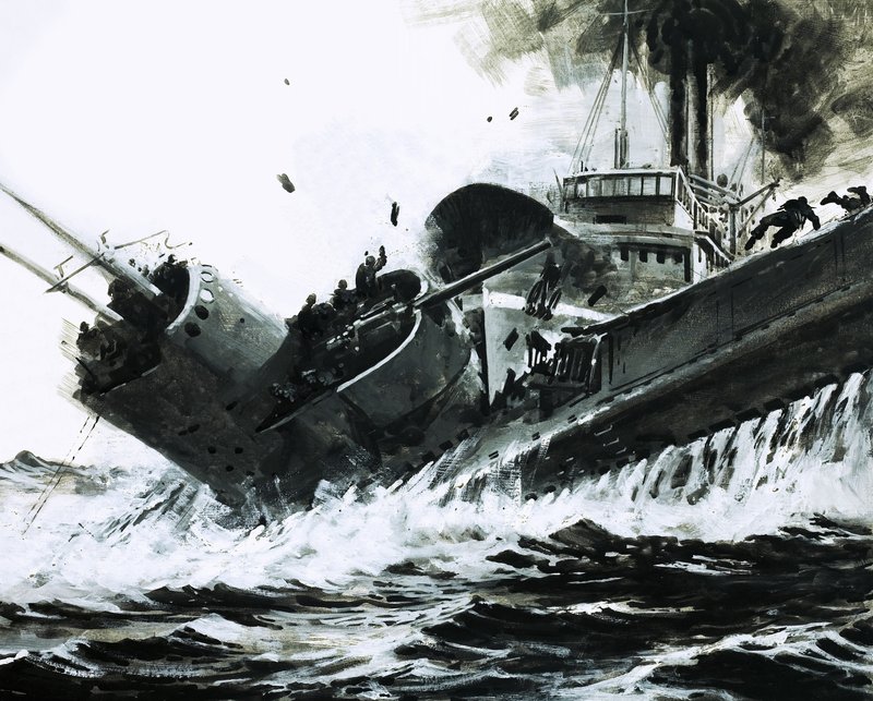 I Kinahavet i 1930 sejlede den 2.000 tons tunge damper Yuta ind i siden på ubåden Poseidon. af Graham Coton