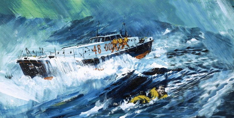 Redningsbåd redder en mand i havet af Graham Coton