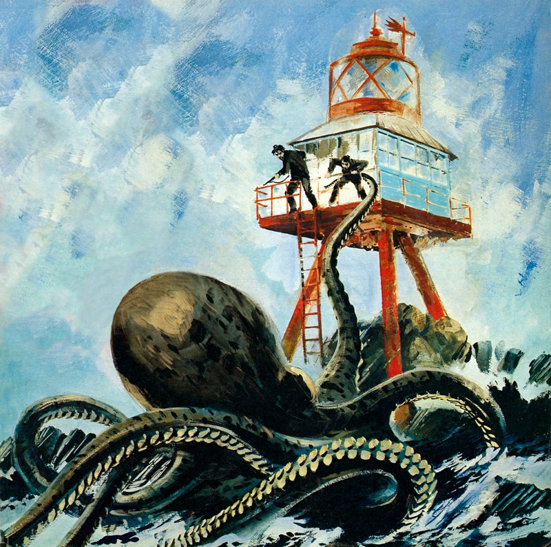 Uhyret på Serrana Cay (farvelitografi) af Graham Coton