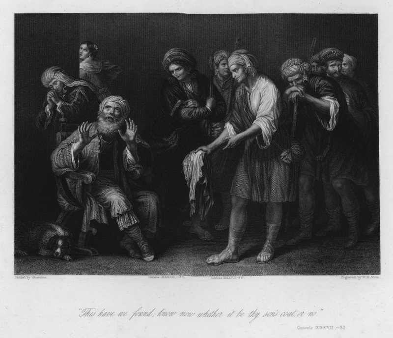 Jakob bedraget af den blodige kappe, 1. Mosebog XXXVII, 32 (stik) af Guercino
