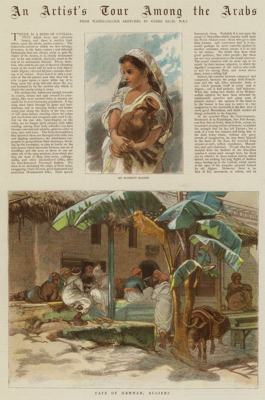 En kunstnertur blandt araberne (farvegravering) af Guido Bach