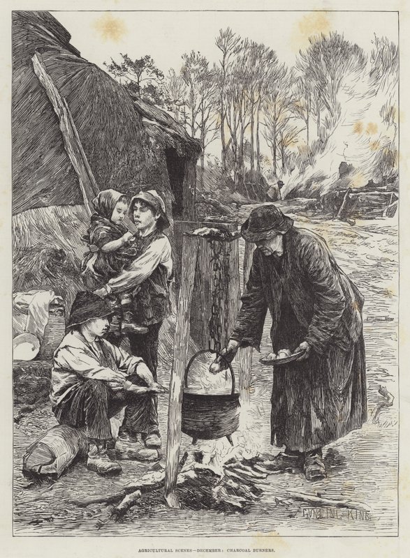 Landbrugsscener, december, Kulbrændere af Gunning King