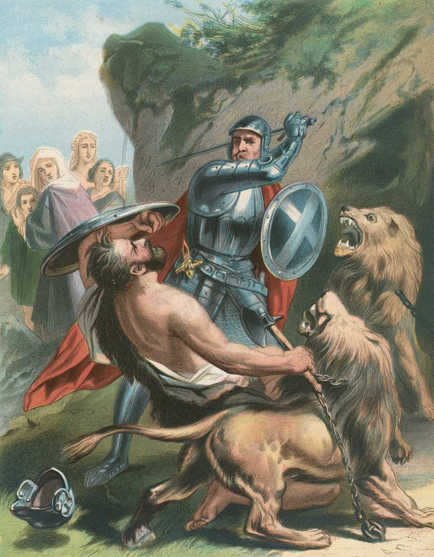 Slaget ved Great-Heart med Giant Grim og løverne af Gustav Bartsch