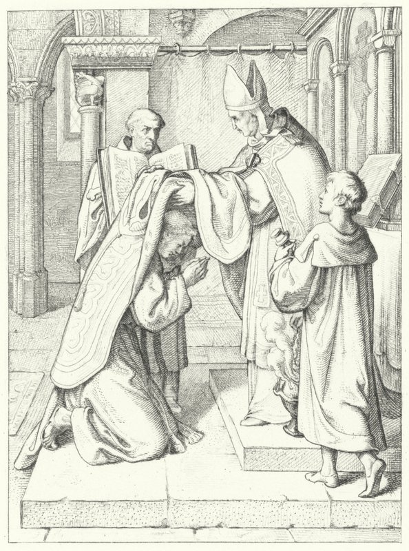Martin Luther ordineres til præst af Jerome Scultetus, biskop af Brandenburg ved Erfurt-katedralen, 3. april 1507 af Gustav Ferdinand Leopold Konig
