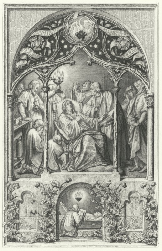 Martin Luthers død (gravering) af Gustav Ferdinand Leopold Konig