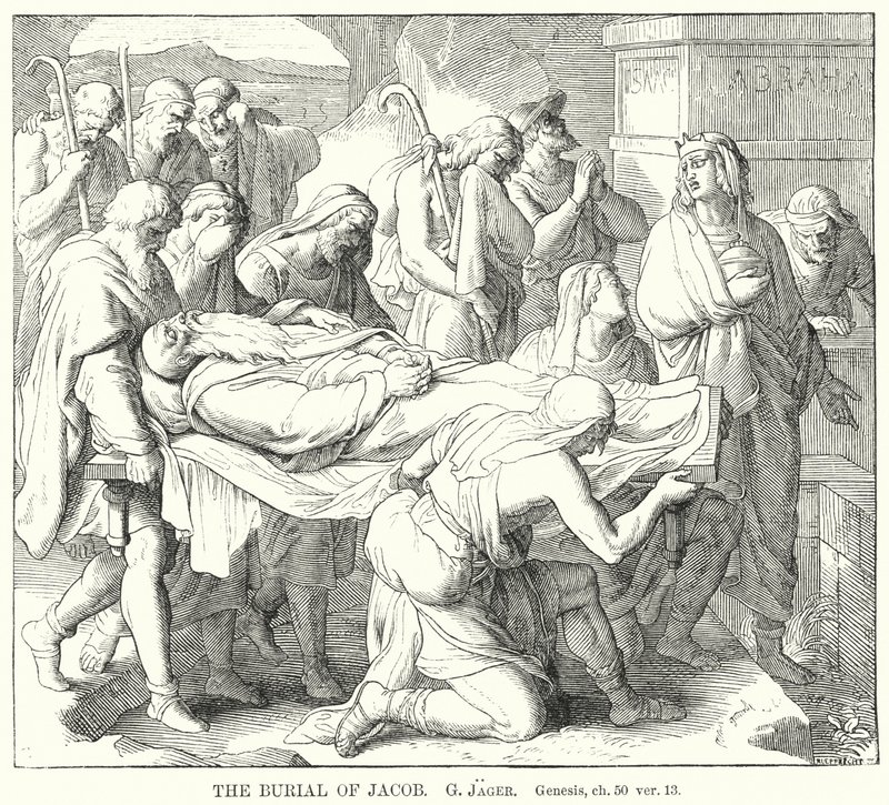 The Burial of Jacob, Genesis, ch 50, ver 13 (gravering) af Gustav Jager