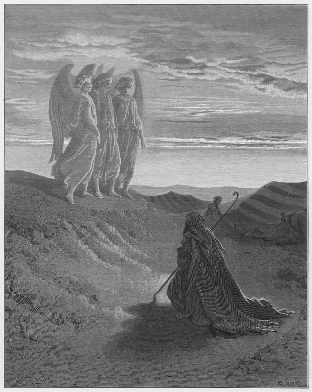 Gustave Dore Bibelen: Abraham og de tre engle af Gustave Dore