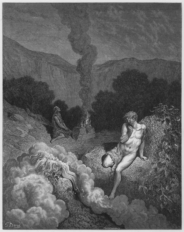 Gustave Dore Bibelen: Kain og Abel ofrer deres ofre af Gustave Dore