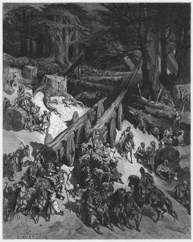 Gustave Dore Bible: Skæring af cedertræer til opførelsen af templet af Gustave Dore