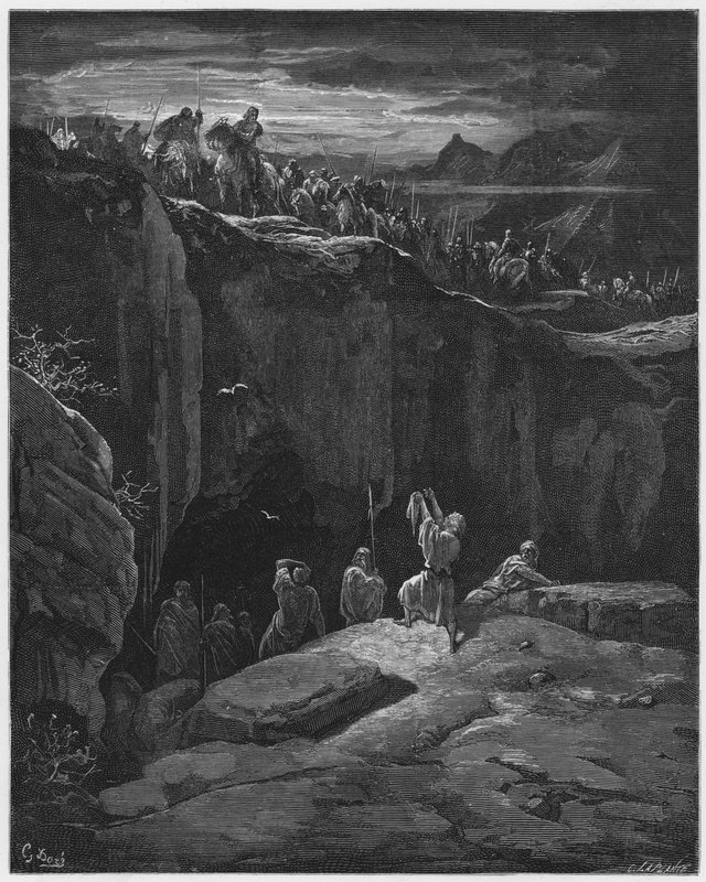 Gustave Dore Bible: David viser Saul, at han havde skånet hans liv af Gustave Dore