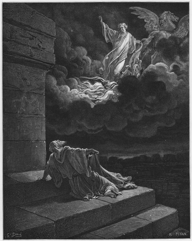 Gustave Dore Bibelen: Elias taget op til himlen i en ildvogn af Gustave Dore