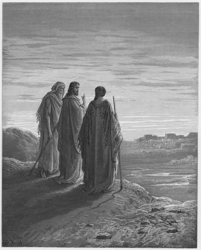 Gustave Dore Bibelen: Jesus og disciplene på vej til Emmaus af Gustave Dore