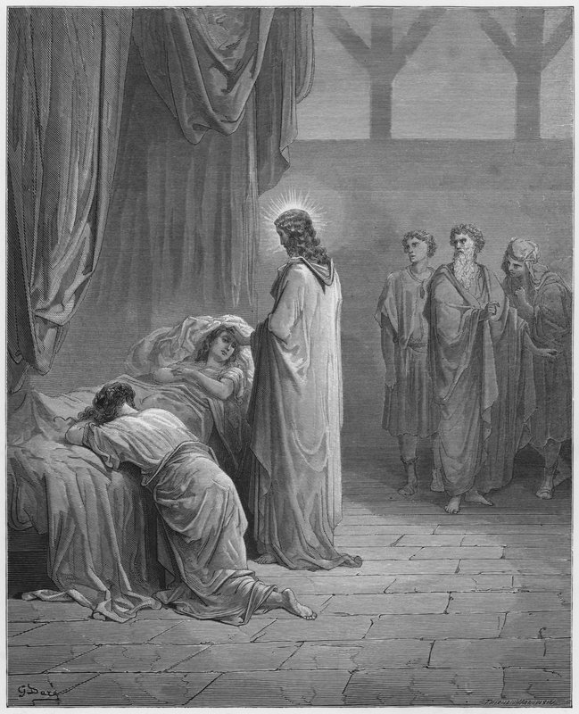 Gustave Dore Bibel: Jesus oprejser Jairus