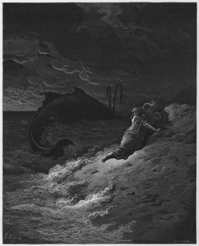 Gustave Dore Bibelen: Jonas kastet ud af hvalen af Gustave Dore