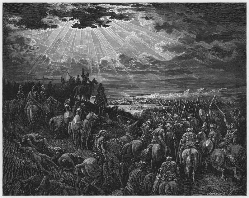 Gustave Dore Bibelen: Joshua befaler solen at stå stille af Gustave Dore
