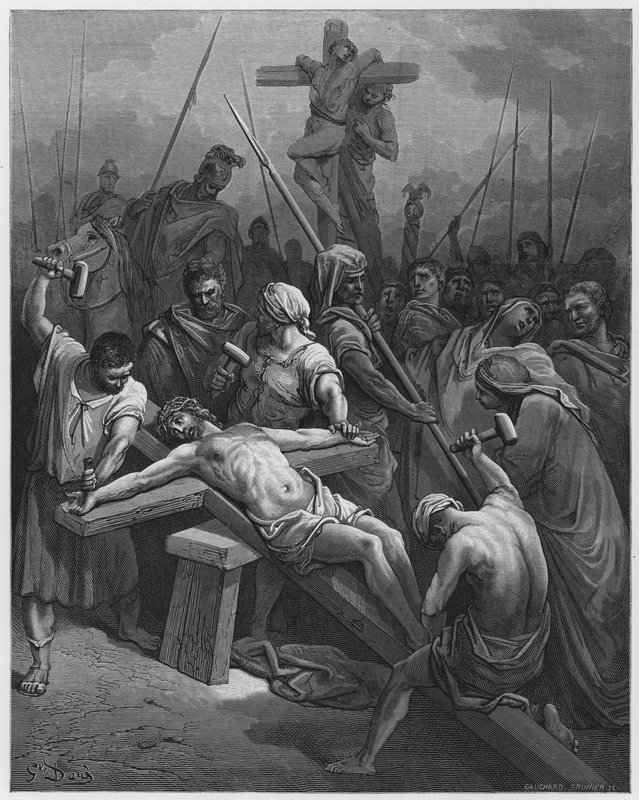 Gustave Dore Bibelen: Nagle Kristus til korset af Gustave Dore