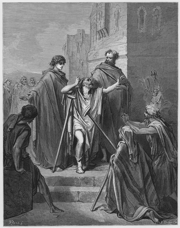Gustave Dore Bibelen: S Peter og S John ved den smukke port af Gustave Dore