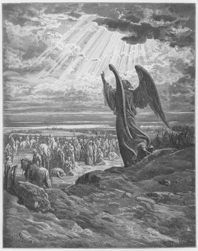 Gustave Dore Bible: Englen viser sig for Joshua af Gustave Dore