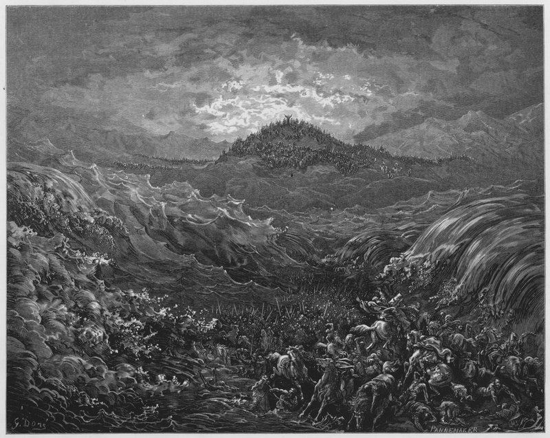 Gustave Dore Bibel: Egypterne druknede i det Røde Hav af Gustave Dore