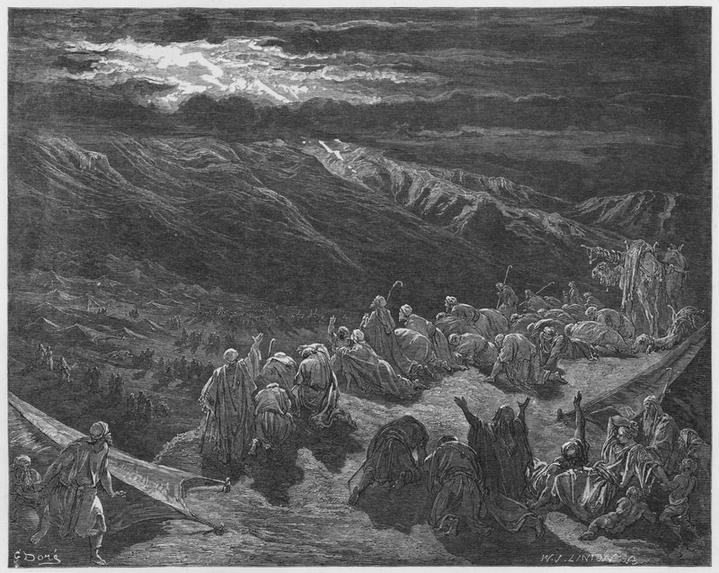 Gustave Dore Bible: Give loven på Sinai Bjerg af Gustave Dore