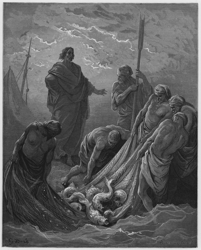 Gustave Dore Bibelen: Det mirakuløse træk af fisk af Gustave Dore